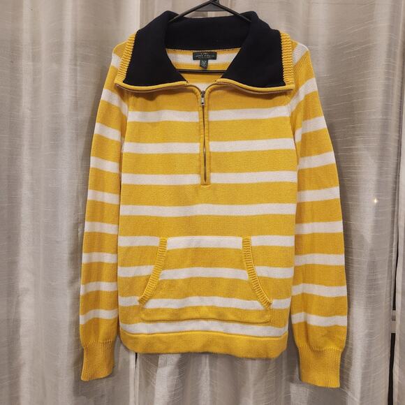 Ralph Lauren Striped 3/4 Zip Knitted Cotton Shawl Collar Womens Sz XL - Picture 1 of 3